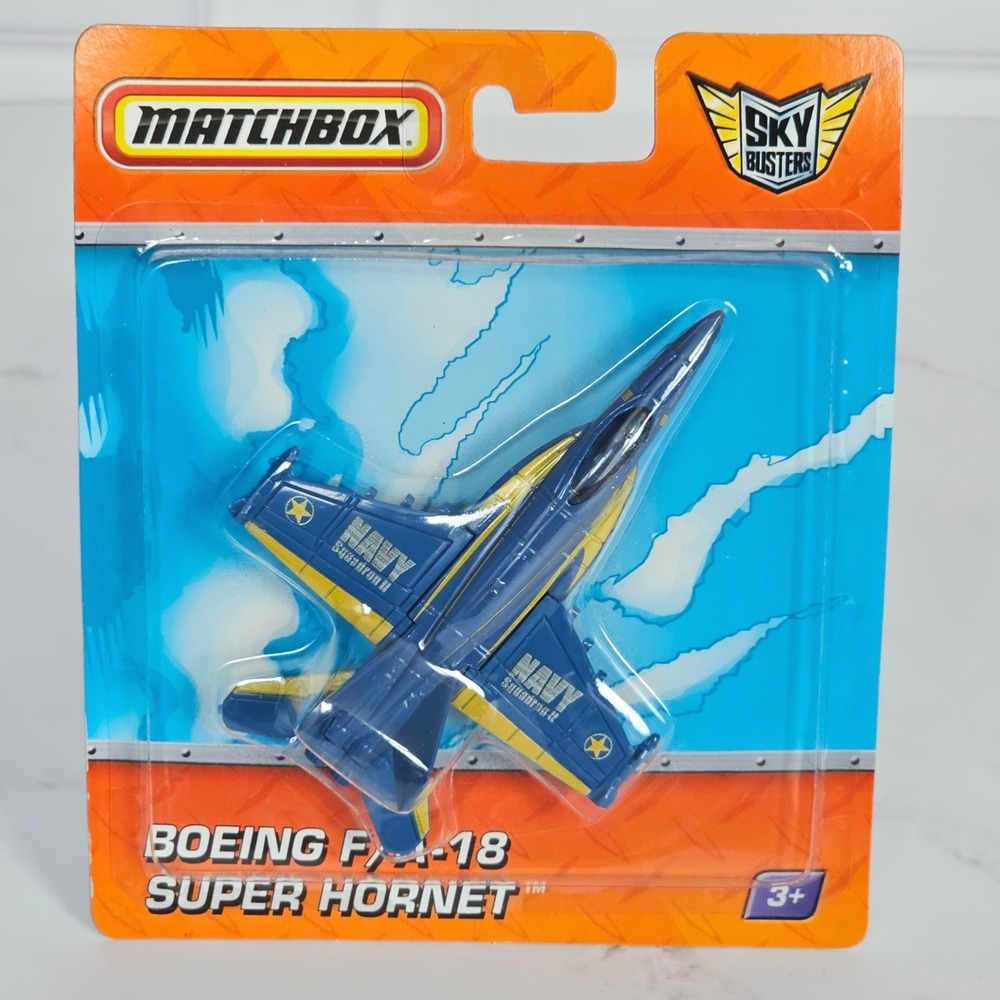 Matchbox Sky Busters Boeing F/A-18 Super Hornet Navy Squadron II Blue Diecast